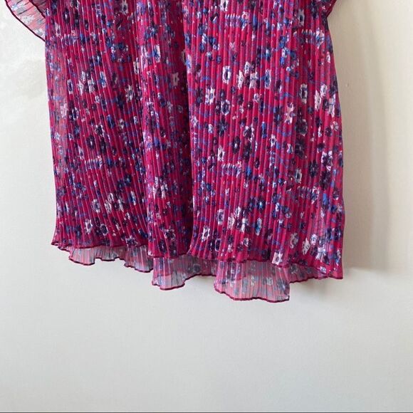 ANTHROPOLOGIE-FREIDA Floral Pleated High Neck pleated Blouse - Picture 5 of 9